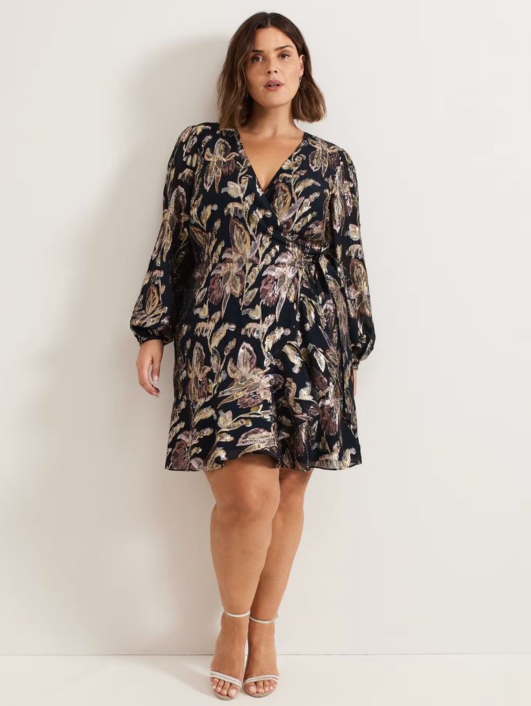 Phase Eight Amelia Navy Foil Wrap Dress