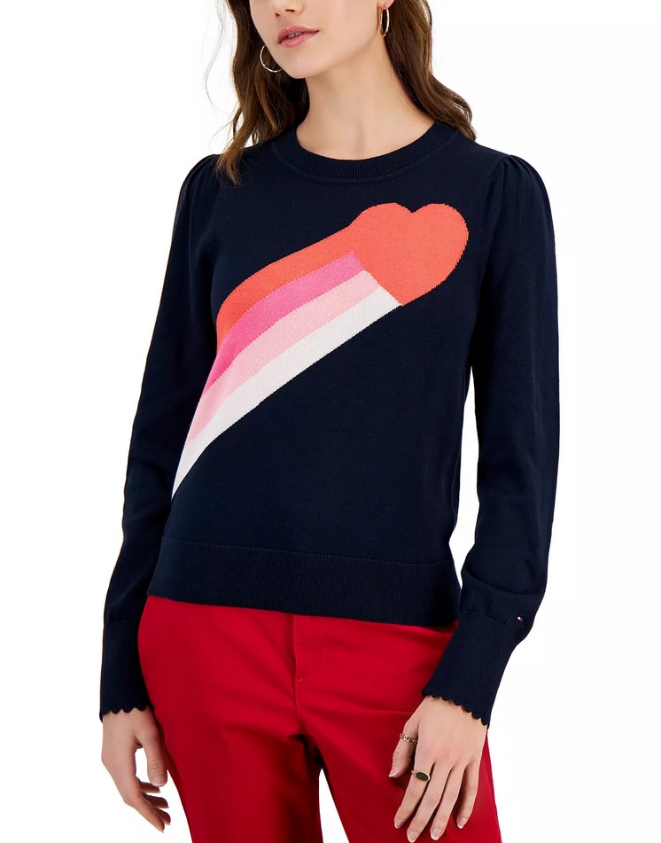 tommy hilfiger heart print sweater