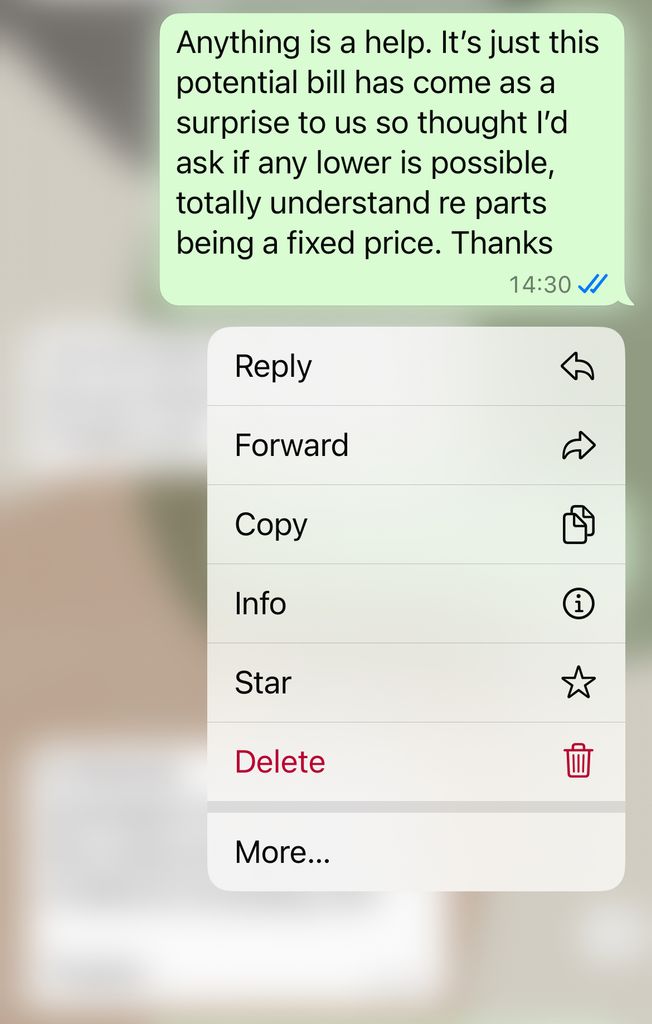 screenshot of text message