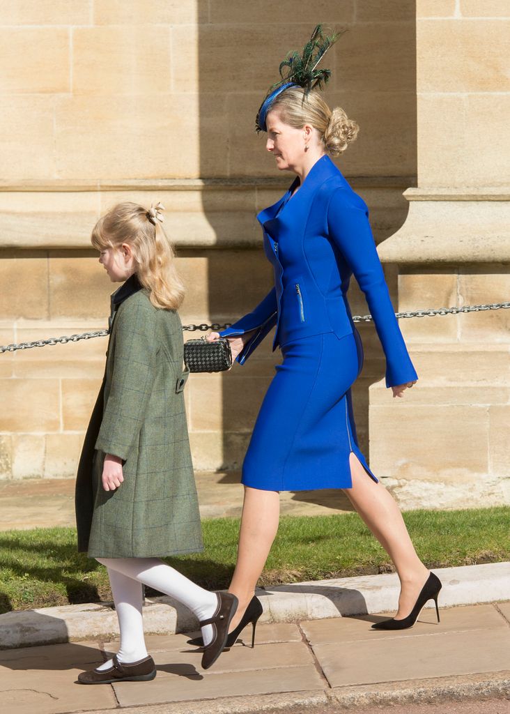 Duchess Sophie and Lady Louise Windsor walking into St George's Chapel