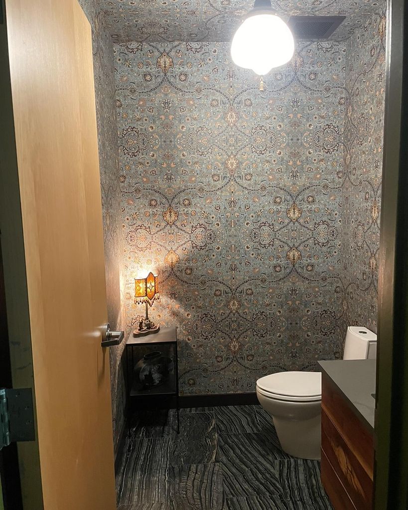 christina hendricks powder room glow up in la home