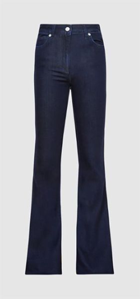 Reiss Navy Flared High Rise Trousers in Blue