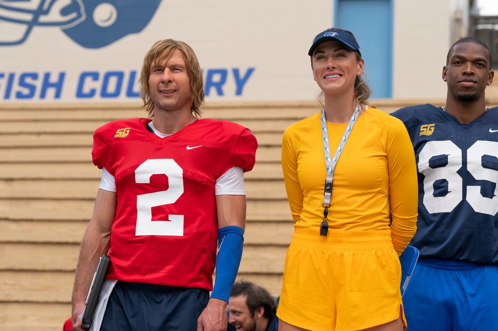 Glen Powell and Perry Mattfeld in Chad Powers