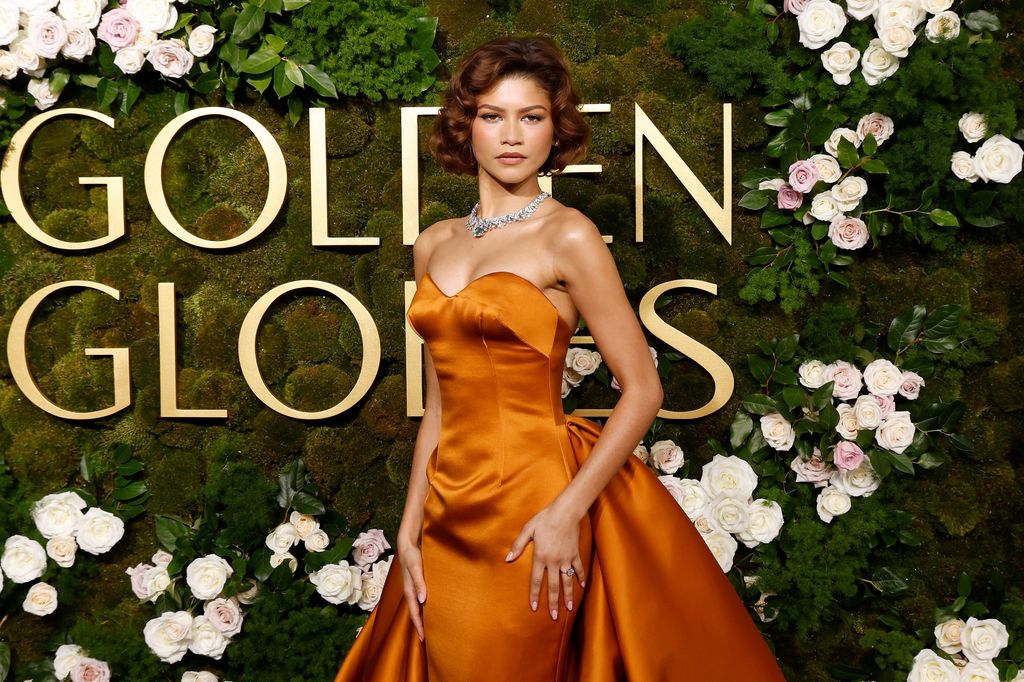 Zendaya paired her copper gown with a diamond ring on her left hand