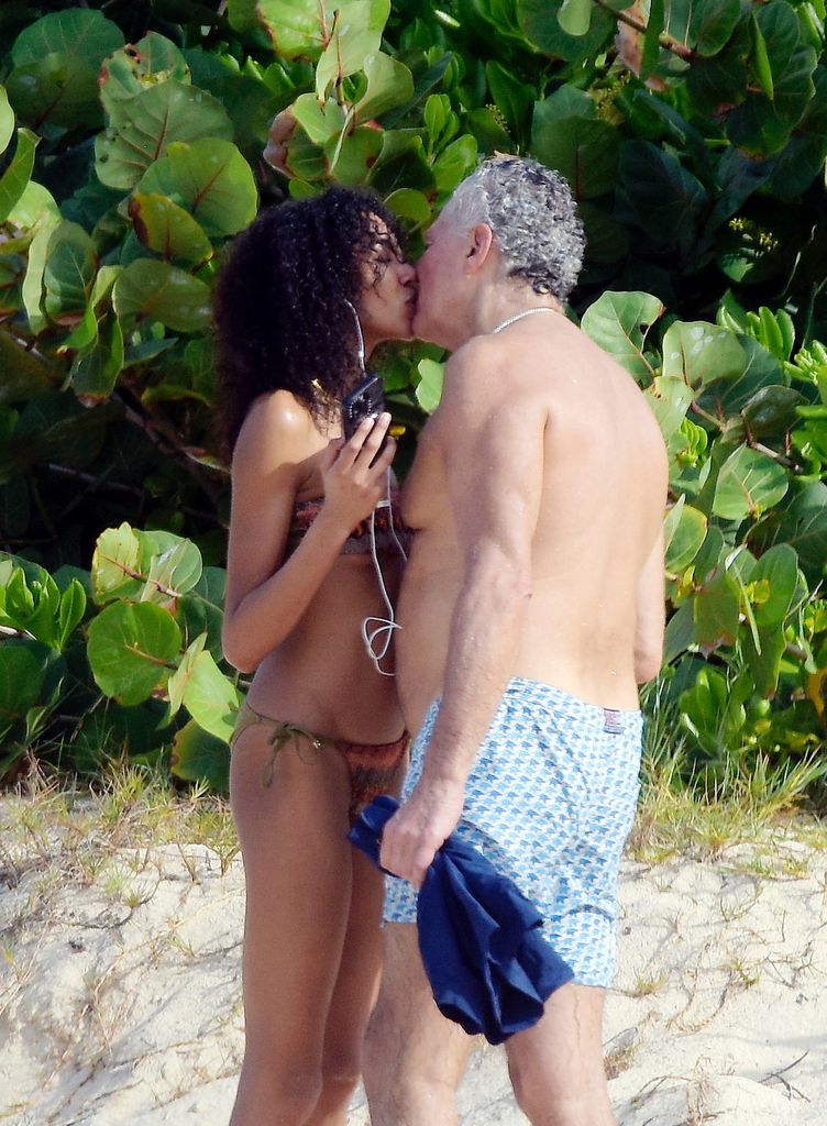 Aoki Lee Simmons kisses her much older boyfriend restauranteur Vittorio Assaf during their romantic St Barts vacation