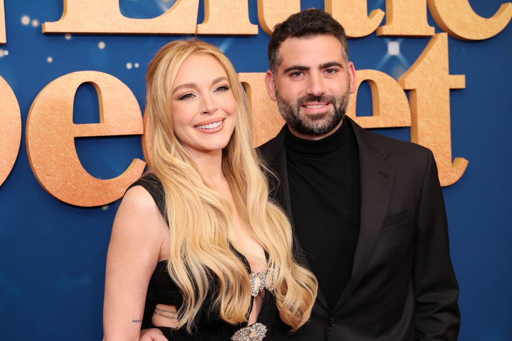 Lindsay Lohan and Bader Shammas attend a screening of Netflix's "Our Little Secret" at The Paris Theater on November 18, 2024 in New York City