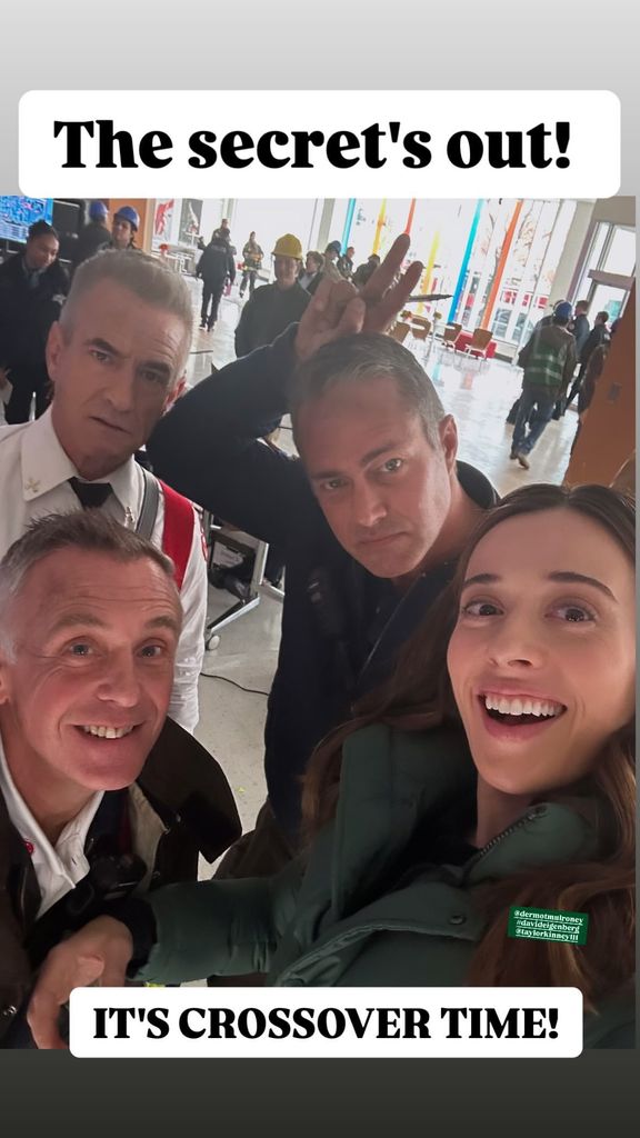 Marina Squerciati poses for selfie with Taylor Kinney, David Eigenberg and Dermot Mulroney