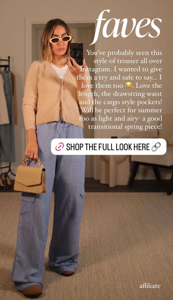 Frankie shared a selfie in the Stradivarius striped trousers on her Instagram Stories 