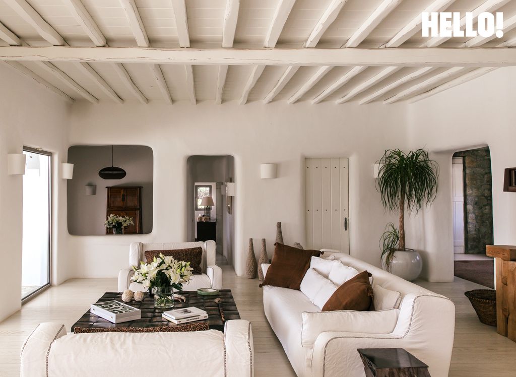 One of the living areas in the Mykonos home