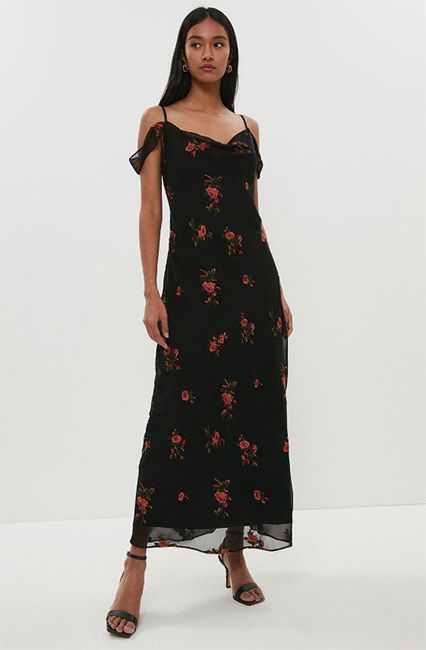kate middleton black floral coast dress