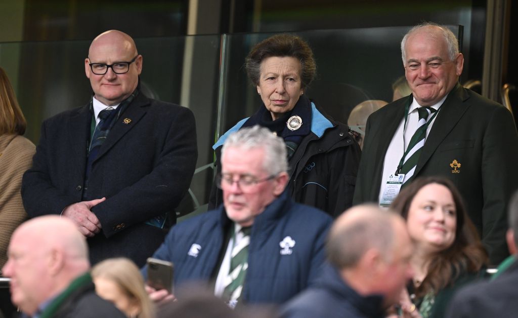 Anne was seated with Colin Rigby, left, and Declan Madden, right