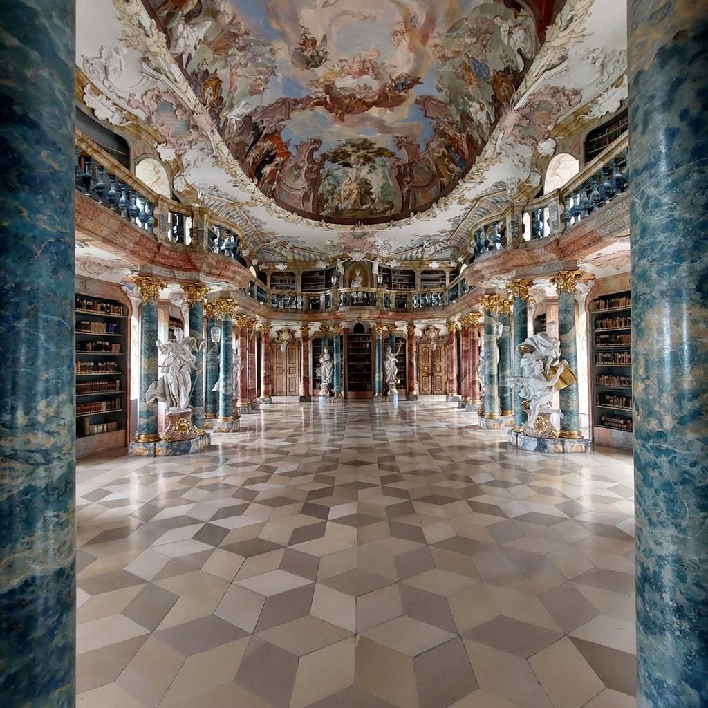 Wiblingen Abbey Library in the former Benedictine abbey near Ulm, Germany