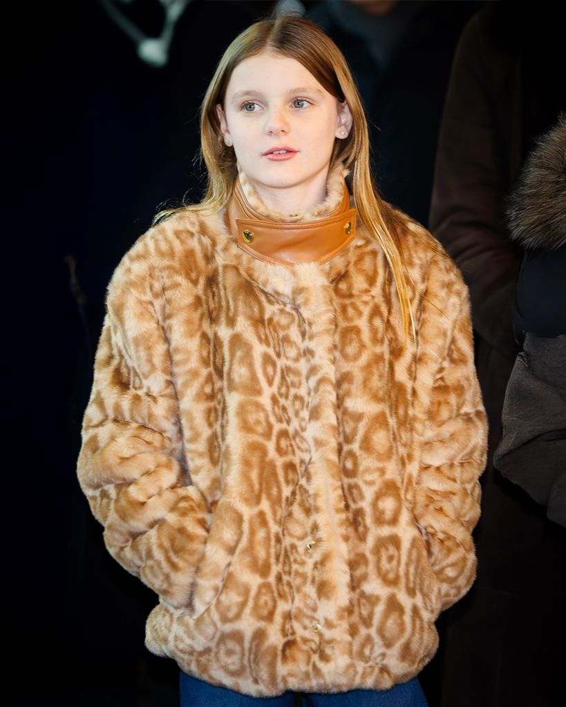 Princess Gabriella wearing fur leopard print coat
