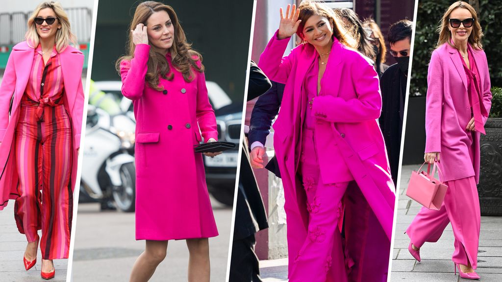 ashley roberts kate middleton zendaya and amanda holden wearing pink coats
