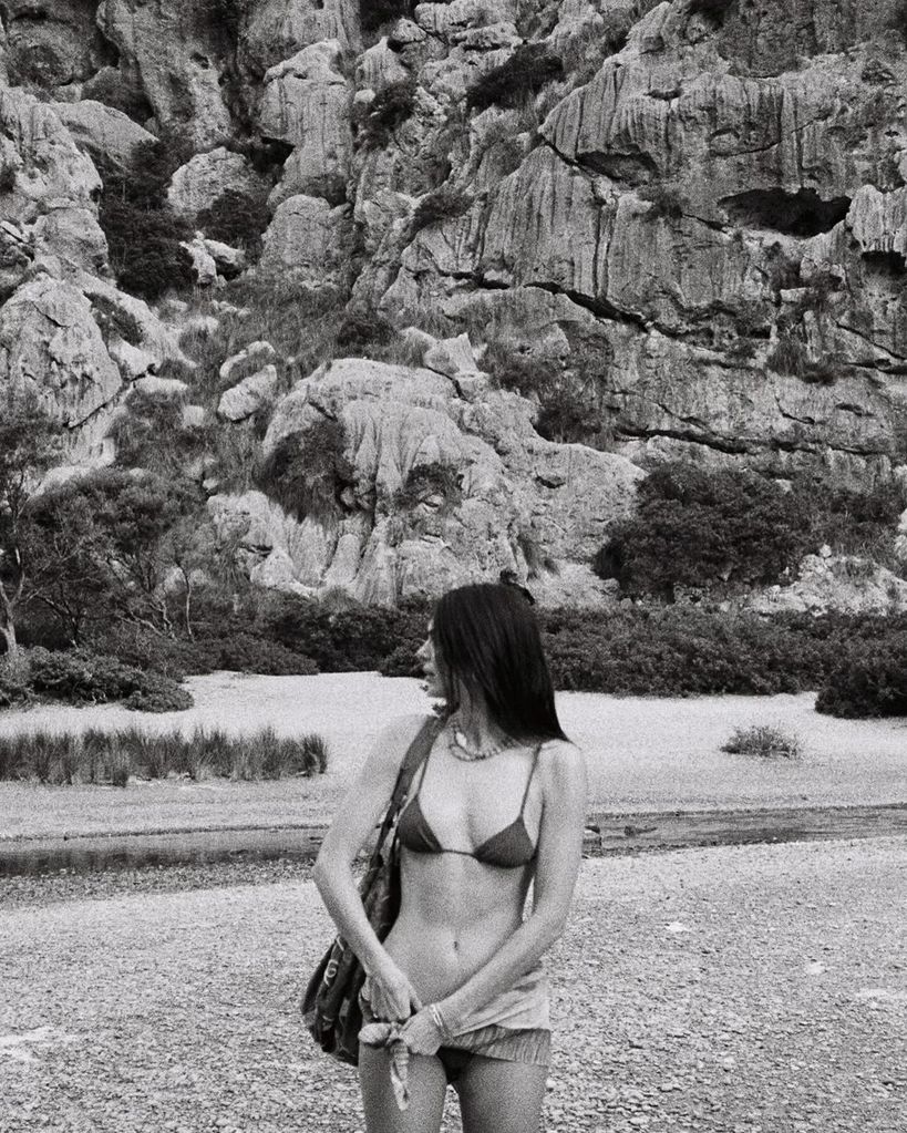 Kendall Jenner wearing tiny string bikini on beach 