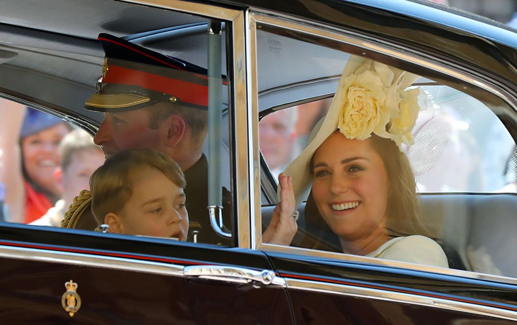 william kate and george in wedding car