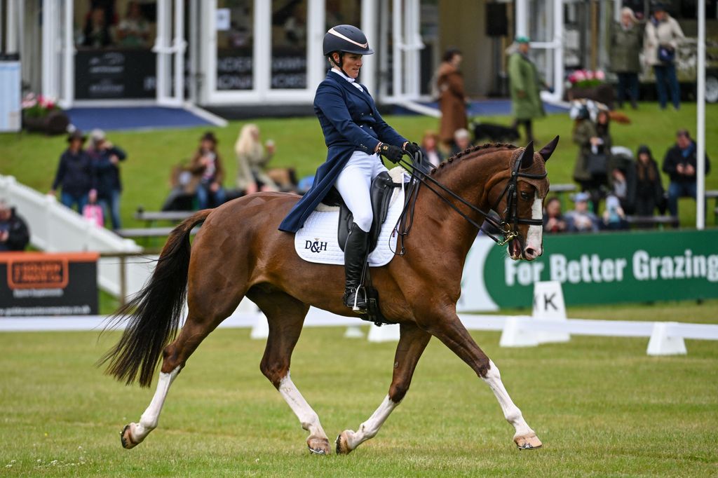 Zara Tindall riding Class Affair in the dressage phase of the CCI 4* - L at the Bramham International Horse Trials in Bramham Park near Wetherby in West Yorkshire