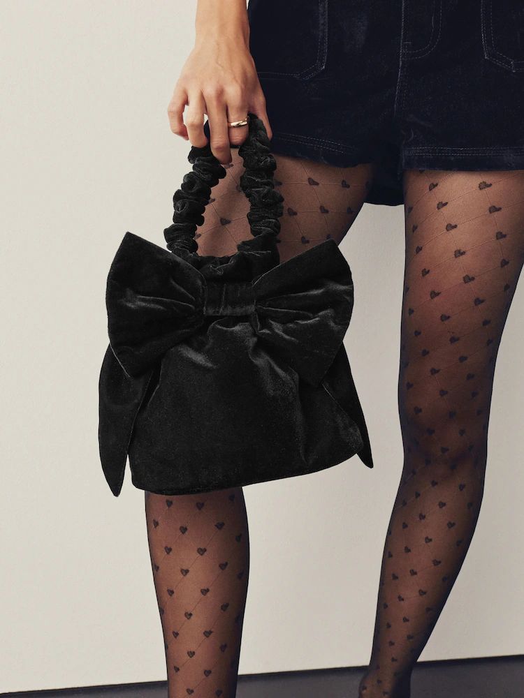 Black Velvet Bow Detail Hand Held Bag
by next