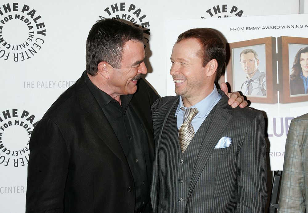 Donnie Wahlberg and Tom Selleck at a screening of Blue Bloods in 2010