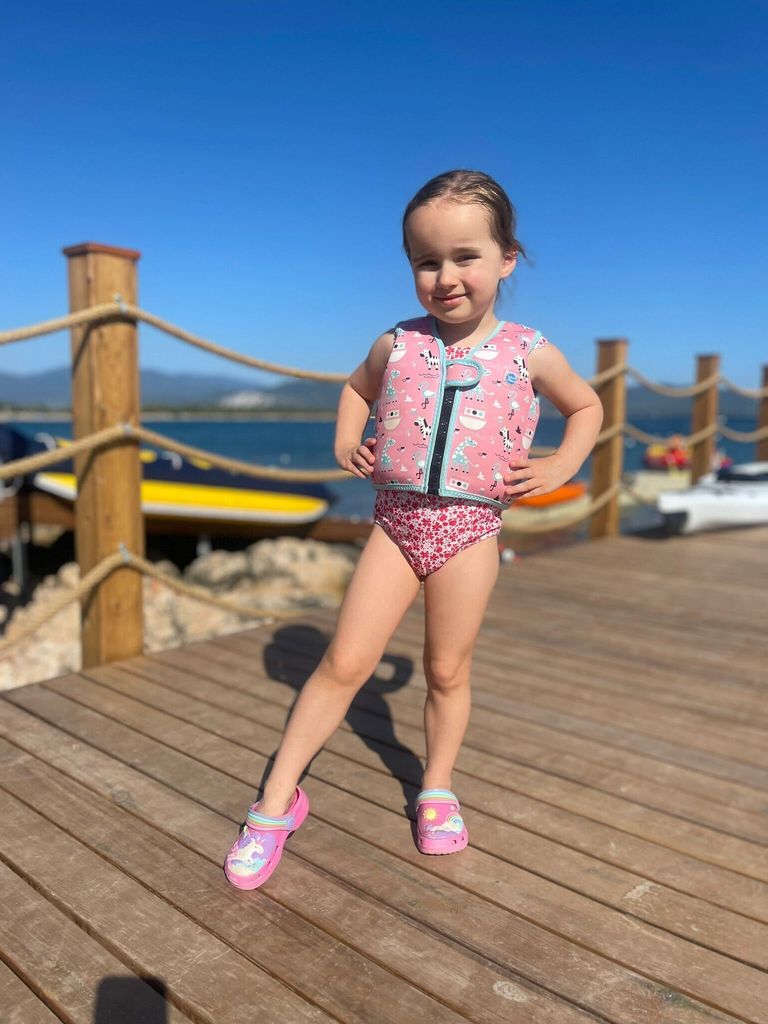 Ella Jordan ready for a swim on holiday