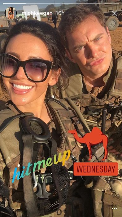 michelle keegan and co star on set of our girl