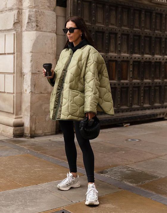 Jessica Skye wears the Frankie Shop quilted jacket
