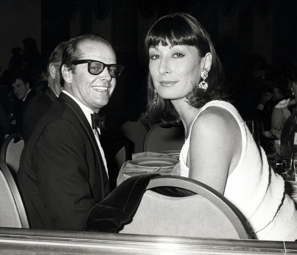 Jack Nicholson and Anjelica Huston black and white photo