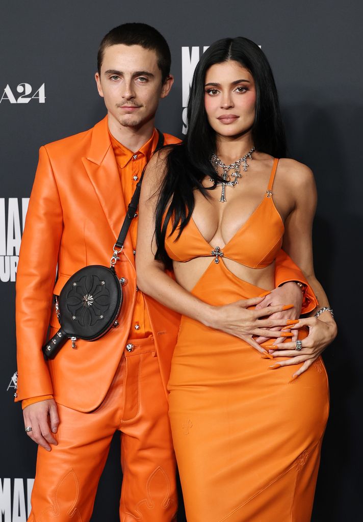 Timothee Chalamet and Kylie Jenner attend the Los Angeles premiere of A24's "Marty Supreme" at Samuel Goldwyn Theater on December 08, 2025 in Beverly Hills, California