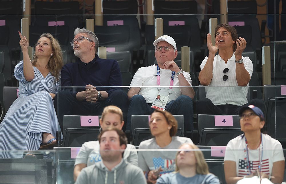 Tom Cruise with David Zaslav, Christopher McQuarrie and Heather McQuarrie 