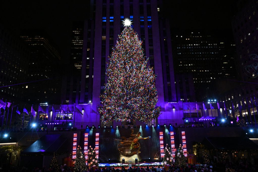 The Swarovski star is seen atop the Christmas Tree during the Rockefeller Center's annual lighting ceremony in New York