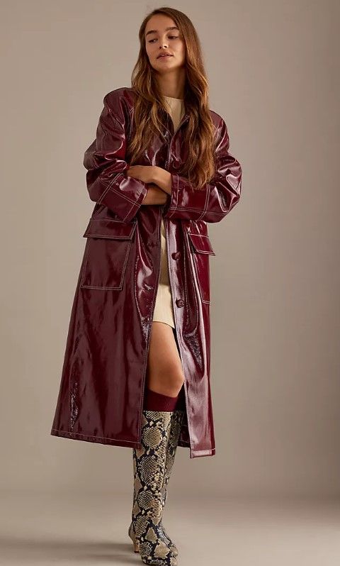 By Anthropologie High-Shine PU Car Coat