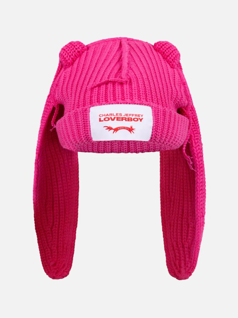 CHUNKY RABBIT BEANIE in PINK
