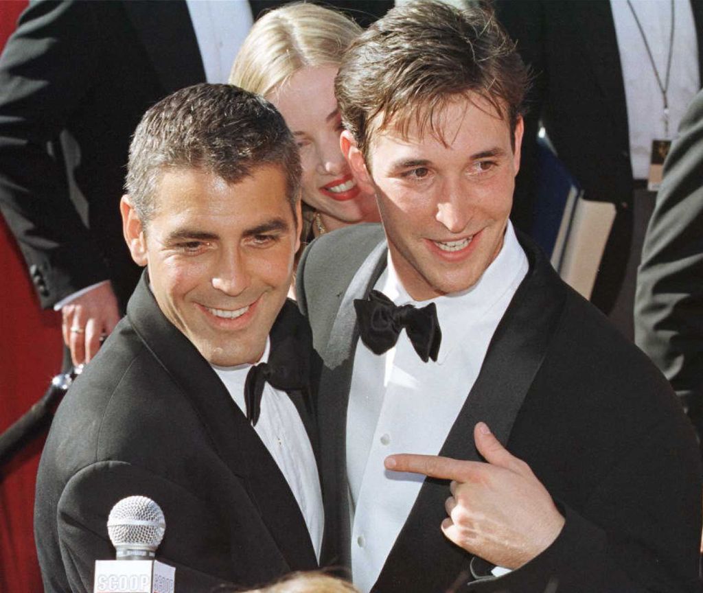 Noah Wyle (R) and George Clooney (L), the stars of "ER," arrive for the 48th Annual Emmy Awards 08 September in Pasadena, California, 1996