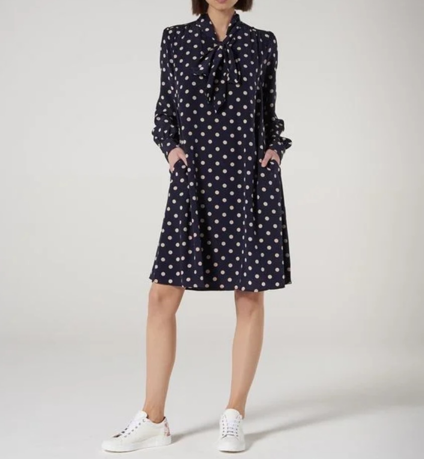 LK Bennett Evia Long Sleeve Silk Dress