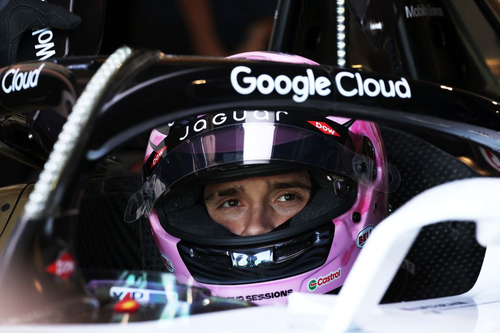 Brooklyn Peltz Beckham looks on while sitting in his car in the garage during the second day of the Formula E Evo Sessions
