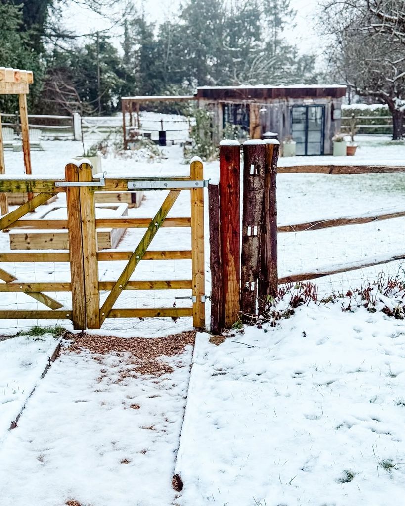 Shirlie Kemp's garden covered in snow