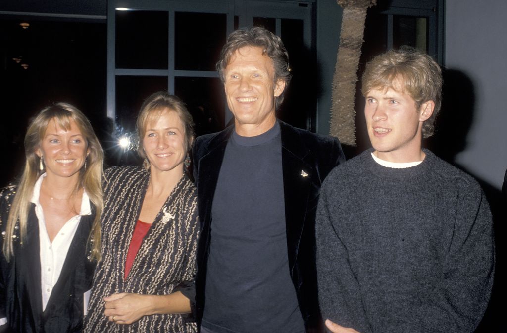 Kris Kristofferson, wife Lisa Meyers, and his daughter Tracy Kristofferson, and his son Kris Kristofferson, Jr. attend the 'Crosby, Stills, Nash & Young Fundraiser Party' on March 31, 1990 at Santa Monica Beach Hotel in Santa Monica, California