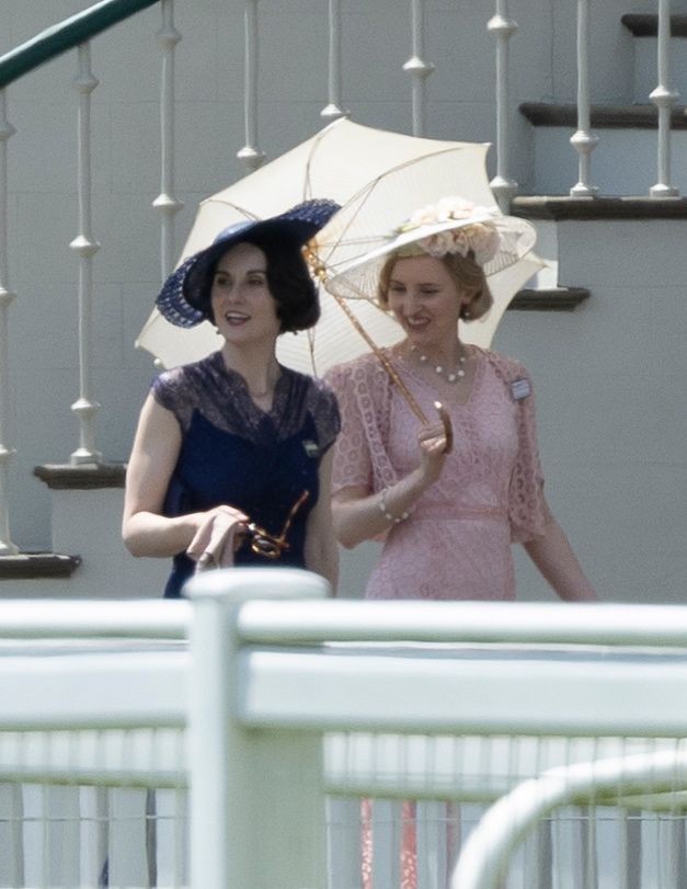 Michelle Dockery and Laura Carmichael filmed scenes at Ripon Racecourse