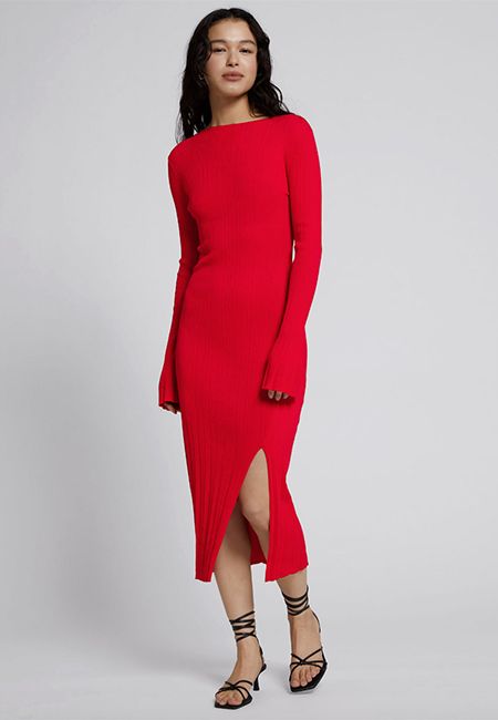 stories red knit dress