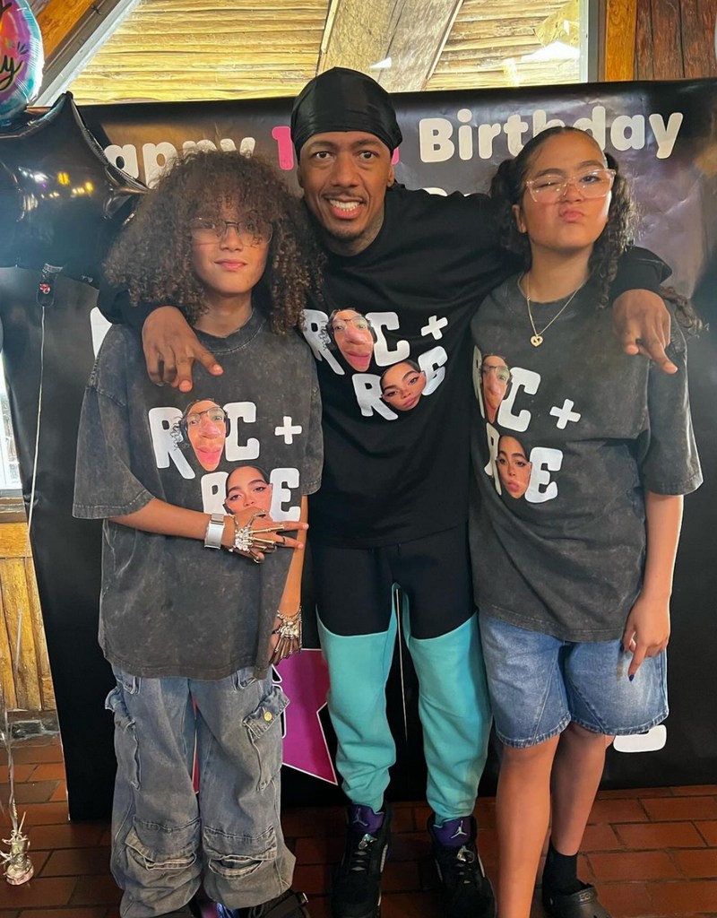 Photo shared by Nick Cannon on Instagram April 30 of his twins with Mariah Carey, Moroccan and Monroe's 13th birthday party