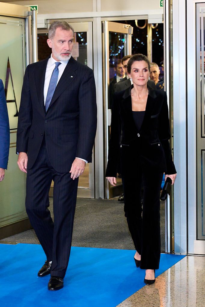 King Felipe VI and Queen Letizia of Spain arriving at concert