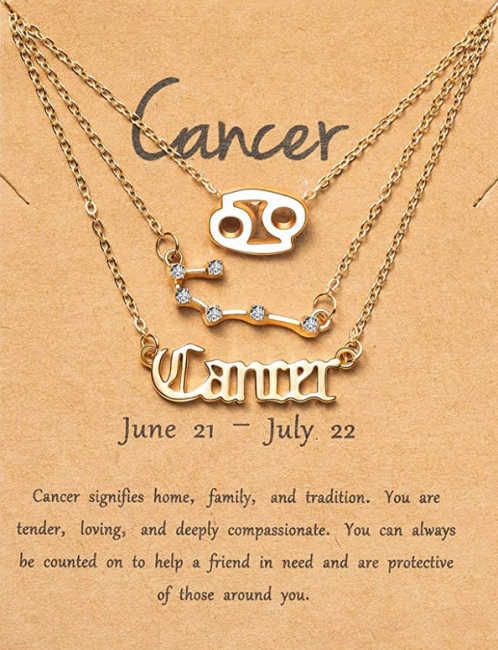 cancer zodiac sign gift layered necklace