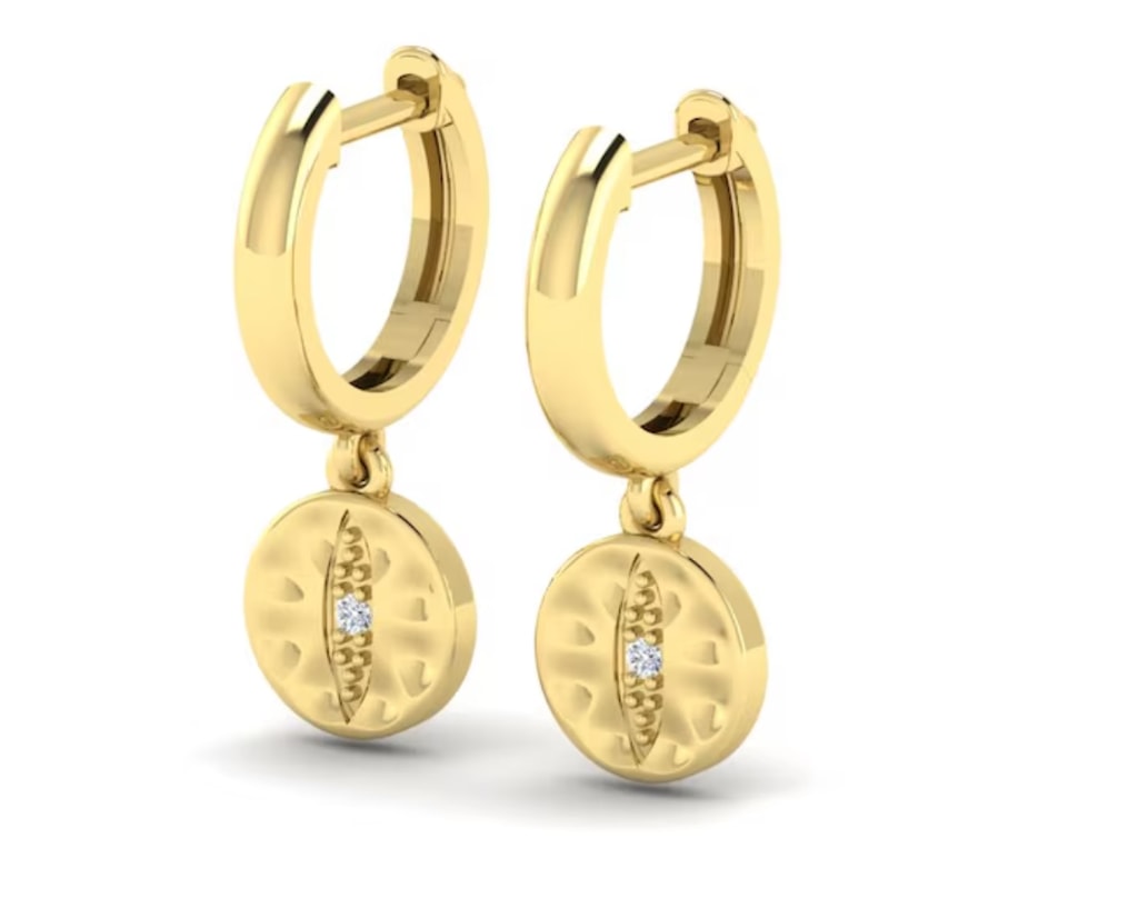 Kleora Iris Modern Electrum Diamond Cats Eye Circle Droplet Hoop Earrings