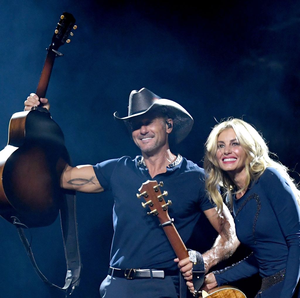 Tim McGraw and Faith Hill perform onstage during the "Soul2Soul" World Tour at Staples Center on July 14, 2017 in Los Angeles, California