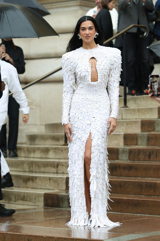 Dua Lipa attends the Schiaparelli Haute Couture Fall/Winter 2025/2026 show as part of Paris Fashion Week on July 07, 2025 in Paris, France. (Photo by Pierre Suu/Getty Images)