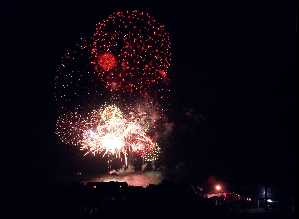 Fireworks light the Malibu sky