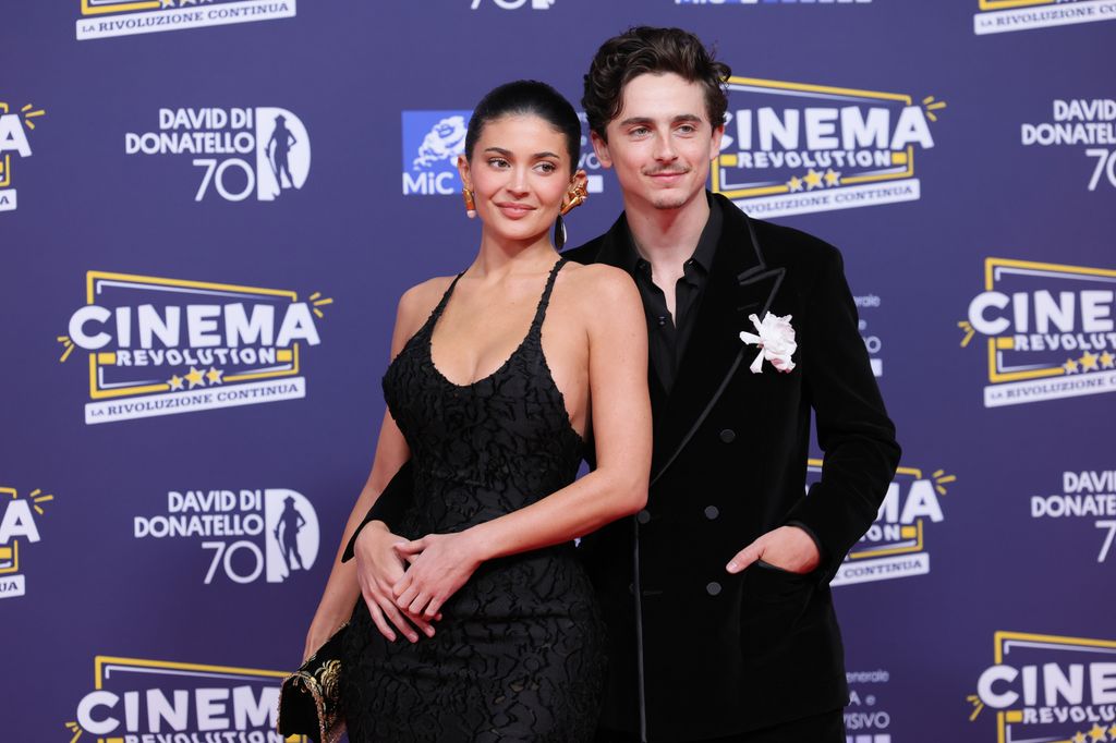 Timothee Chalamet and Kylie Jenner attend the photocall during the 70th David Di Donatello at Cinecitta Studios on May 07, 2025