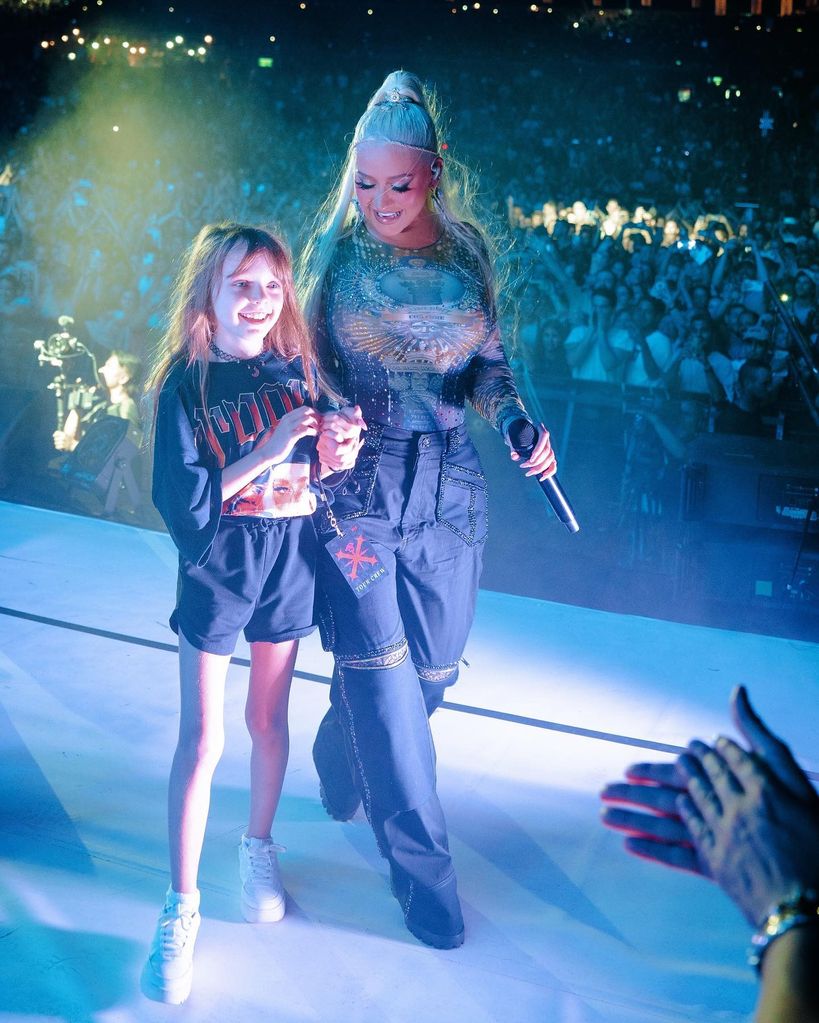 Christina Aguilera and her daughter Summer Rain during a recent concert