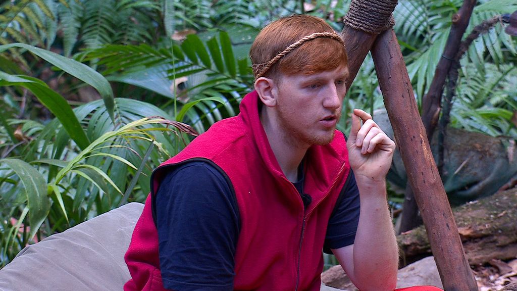 Angry Ginge sitting in the I'm a Celebrity jungle