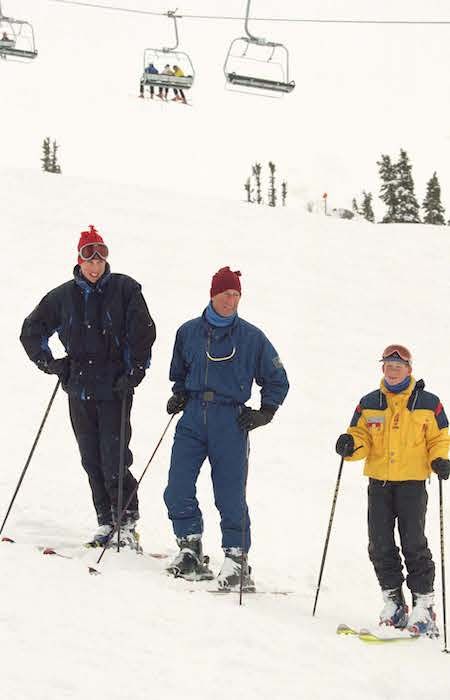 Prince William, Prince Charles and Prince Harry at Whistler in 1998